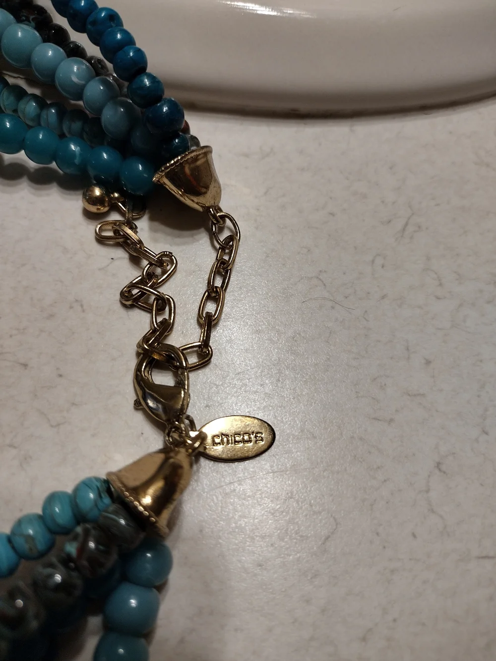 Chico's Teal Multi-Strand Beaded Necklace